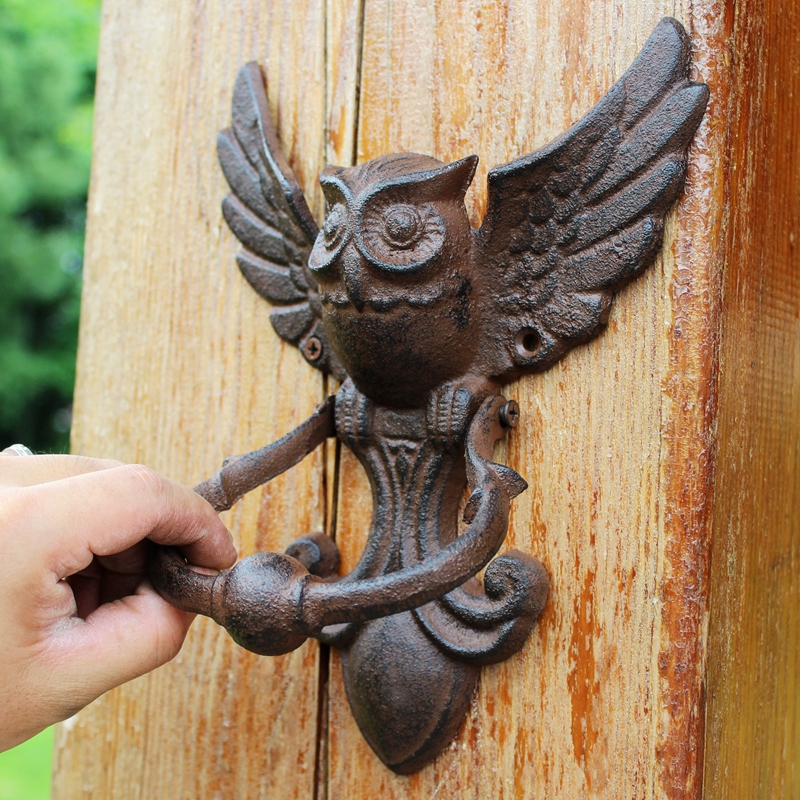 Art Craft Door - Rustic นกฮูกเหล็กหล่อประตู Farmhouse Accents Heavy Metal