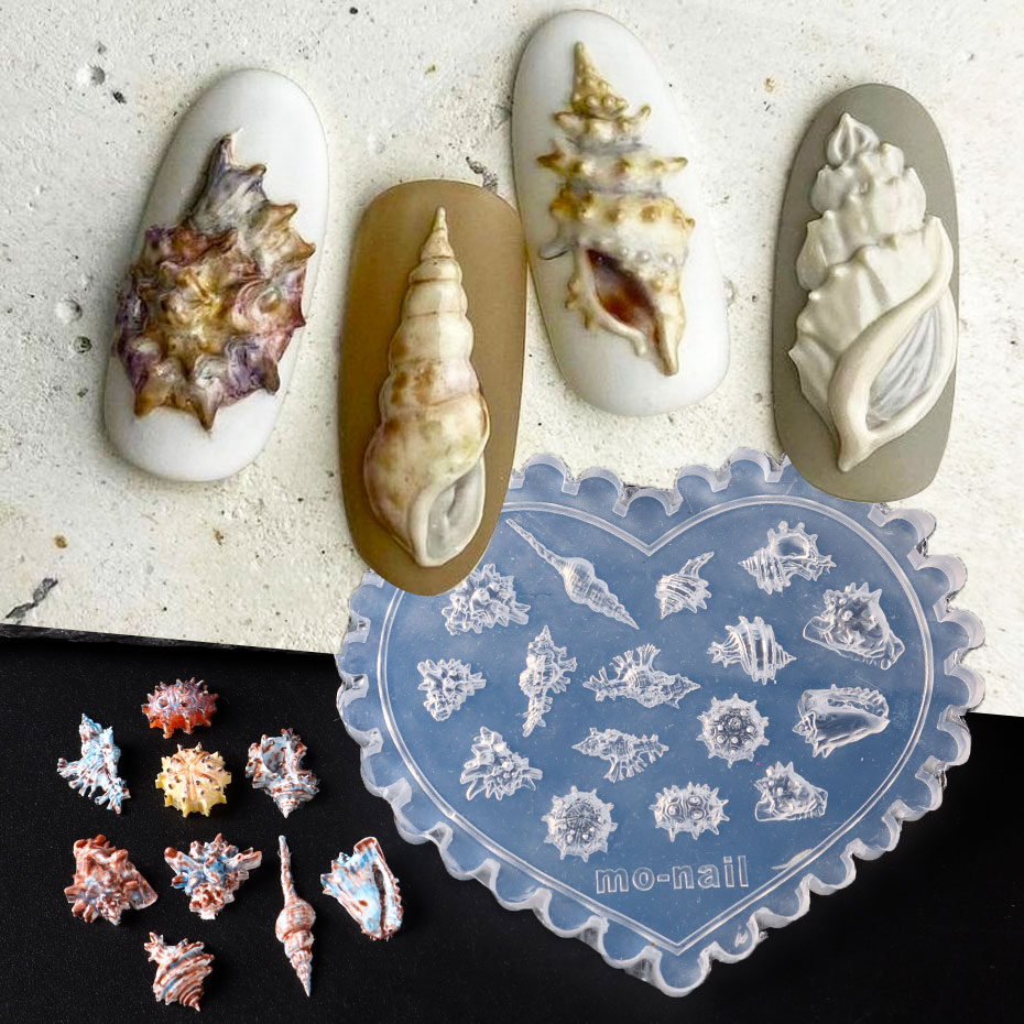 Art Craft Jellyfish - 1 PC Ocean Theme 3D ซิลิโคนเล็บแกะสลักแม่พิมพ์น่ารัก
