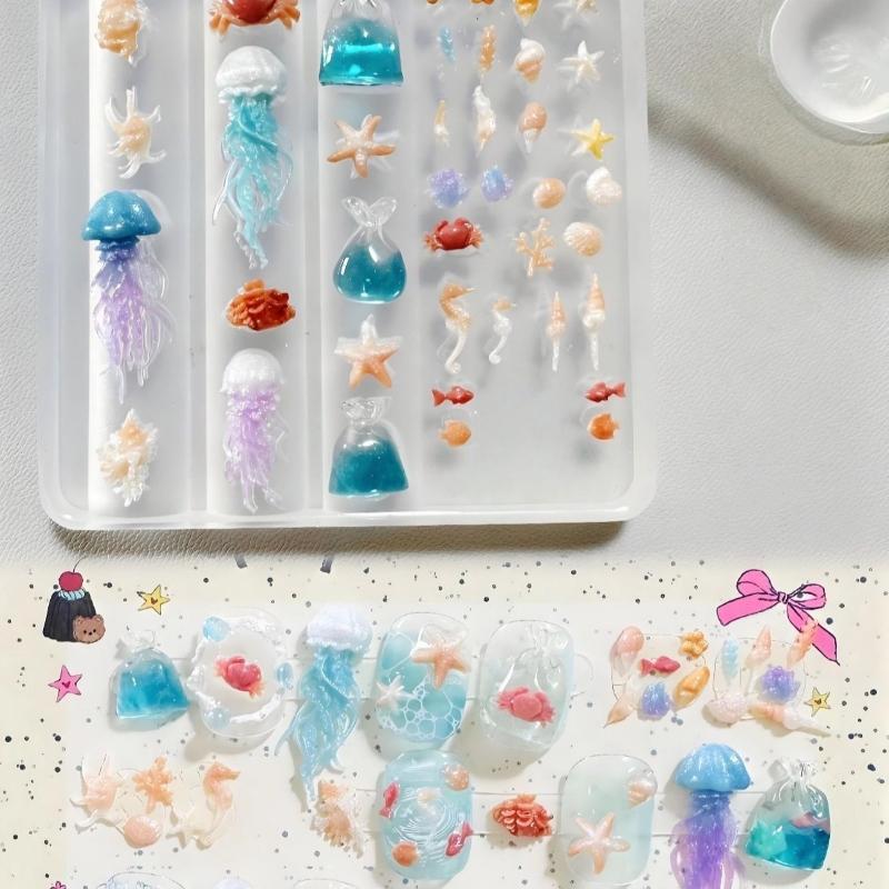 Art Craft Jellyfish - แม่พิมพ์ซิลิโคนลายทะเล 3 มิติ สำหรับตกแต่งเล็บ DIY รูปแมงกะพรุน