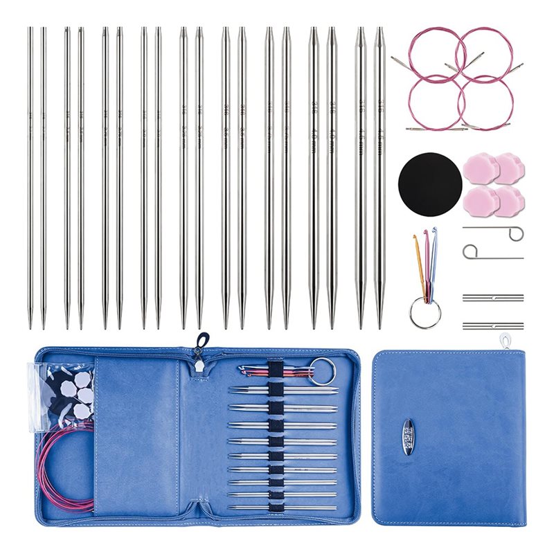 Knitting Needle Circular - ชุดเข็มถักวงกลมแบบเปลี่ยนได้ ขนาด 4.5 นิ้ว พร้อมเชือกผูก ขนาด