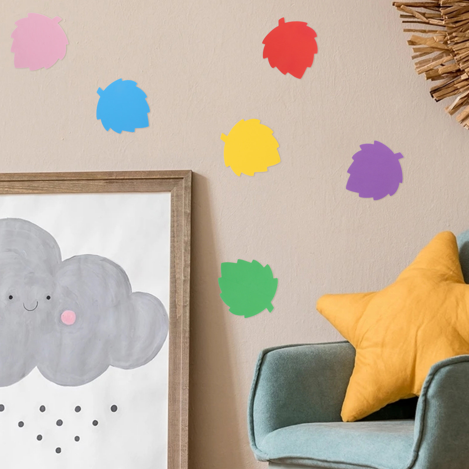 Art Craft For Kids - แผ่นโฟมรูปใบไม้หลากสี 72 ชิ้น สำหรับตกแต่งกระดานประกาศในห้องเรียน งานฝีมือ ตัดแต่งใบไม้สำหรับเด็ก