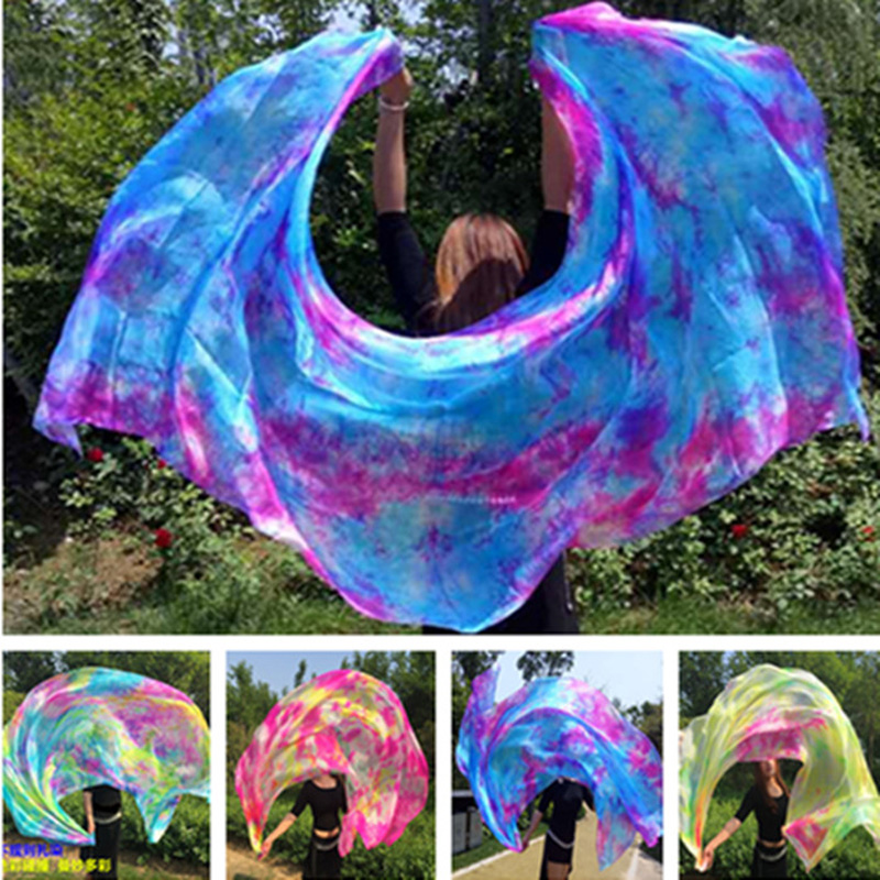 Silk Painting Dye - ใหม่Tie-Dyeเต้นรํา 100% ผ้าไหมVeils Nice Gradientสีผ้าไหมผ้าพันคอสําหรับเต้นรําStage Performance