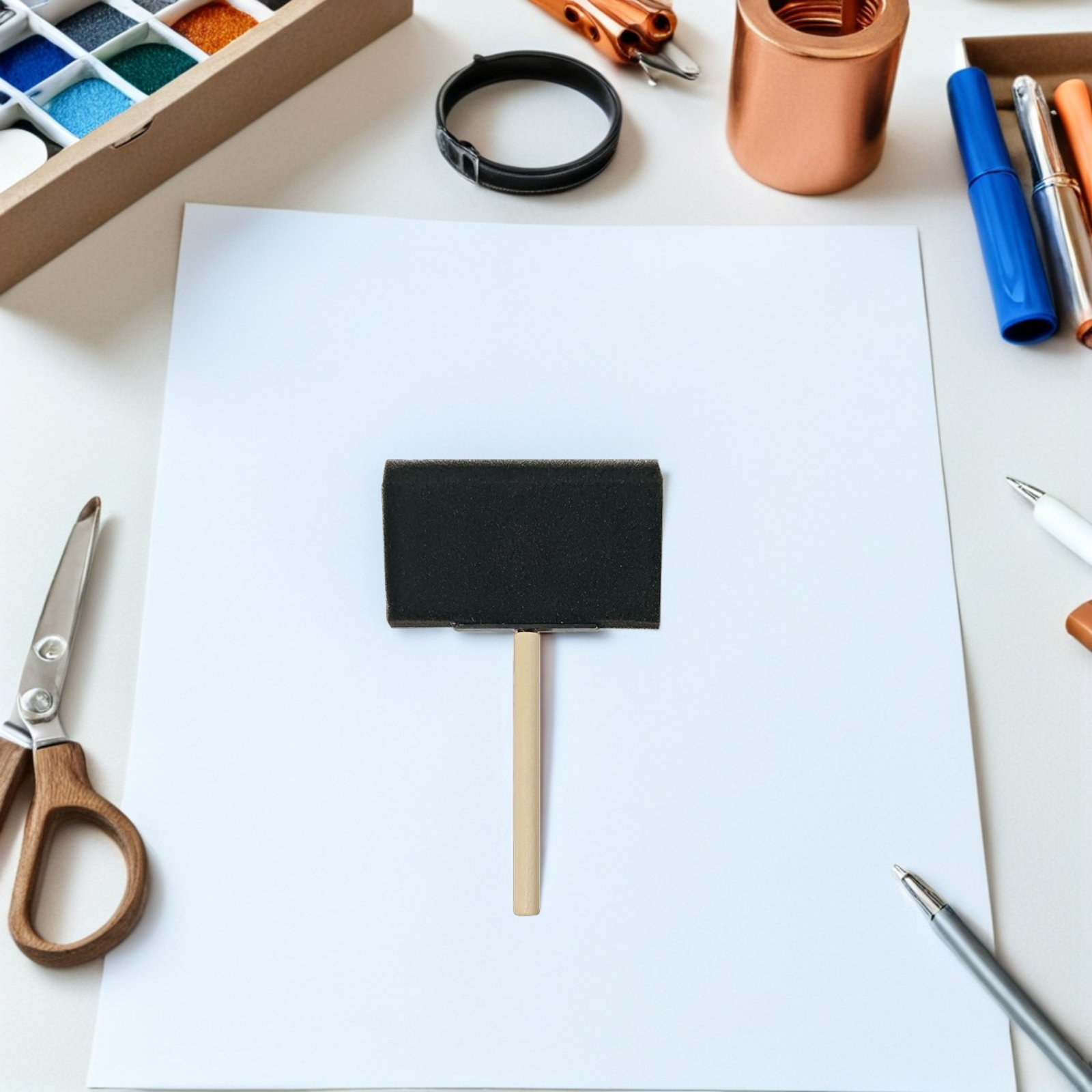Wallpaper Art And Craft - แปรงฟองน้ำสำหรับทาสี 30 ชิ้น ด้ามไม้ แปรงสำหรับงานฝีมือ ทาสีผนัง