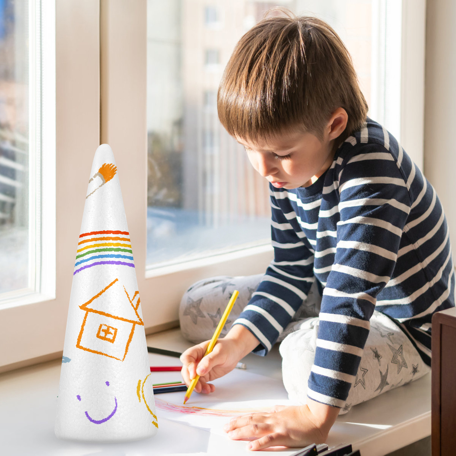 Art Craft For Kids - กรวยโฟมคริสต์มาส 2 ชิ้น อุปกรณ์งานฝีมือสำหรับเด็ก งานศิลปะ DIY