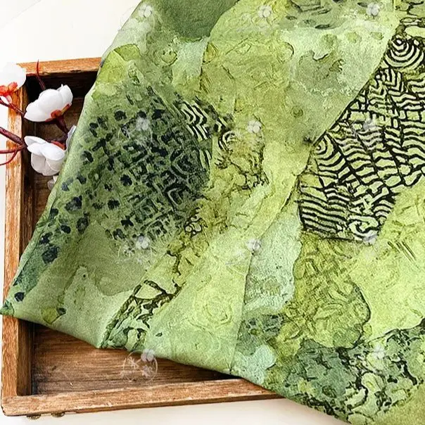 ผ้าฝ้ายพิมพ์ลายดิจิตอลสีเขียวแ - Silk Painting Dye บทวิจารณ์และราคา