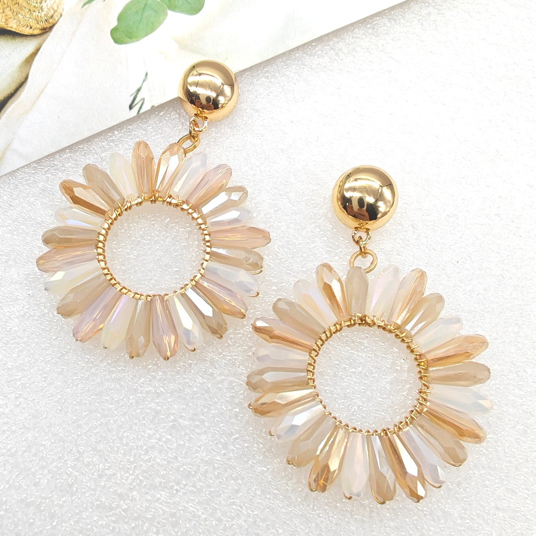 ต่างหูลูกปัดข้าว วงกลม คริสตัล - Knitting Needle Circular บทวิจารณ์และราคา